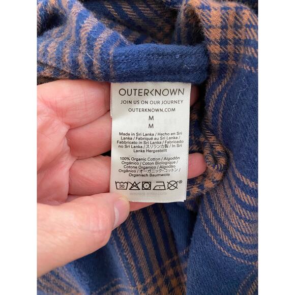 Outerknown Blue and Orange Plaid Casual Button Down Shirt - Picture 5 of 8